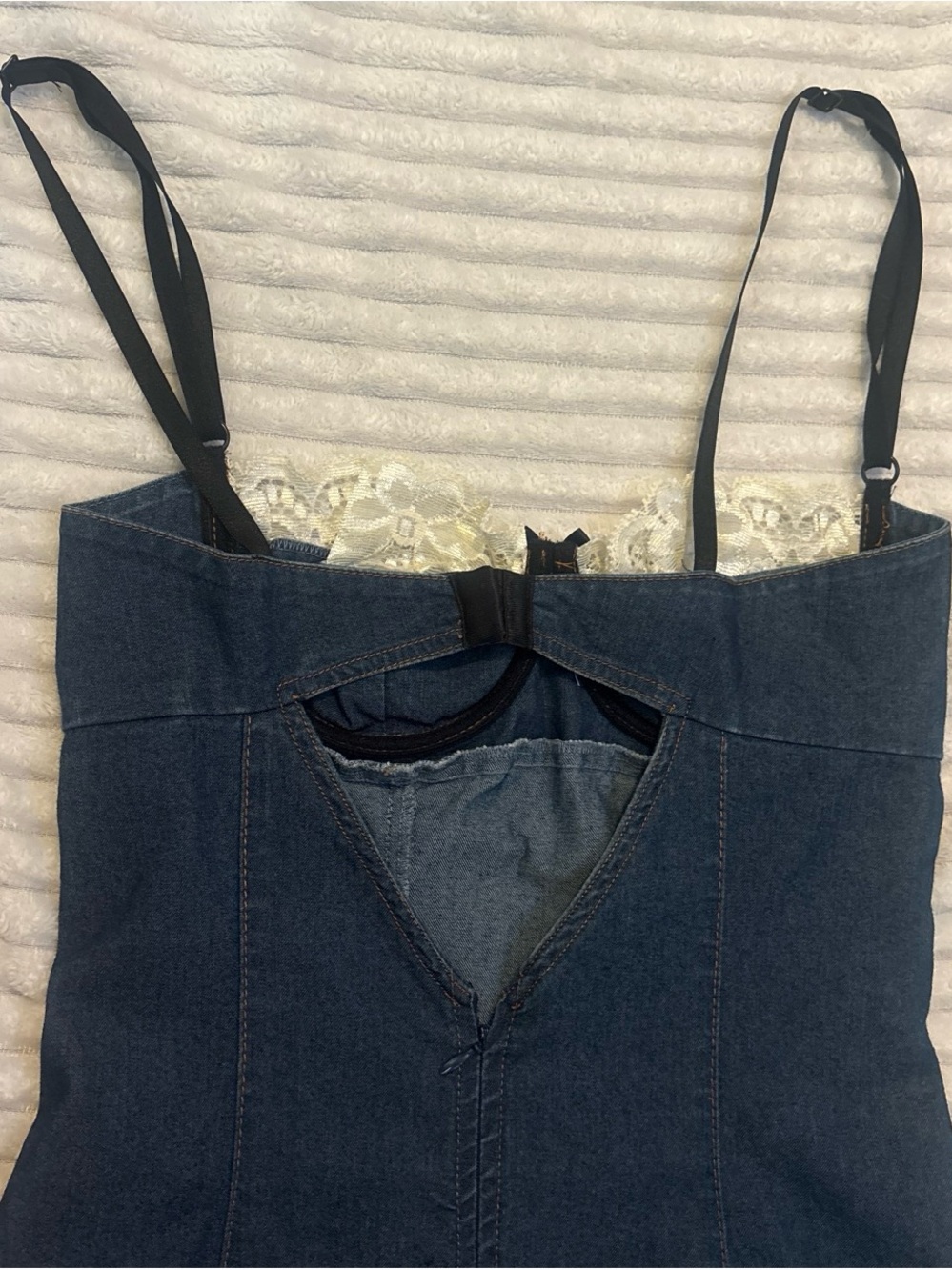 Dolce & Gabbana Denim Bustier Dress with Lace Trim - Picture 4 of 9